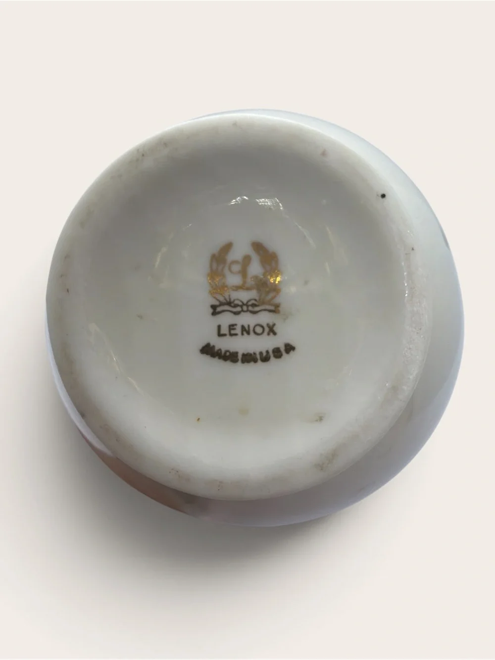 Lenox Cream Porcelain Bud Vase with Pink Rose and Gold Accents